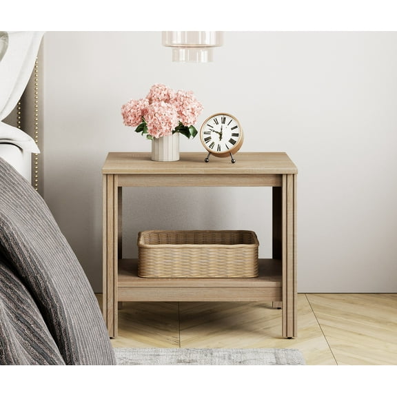 FITUEYES Indoor Storage Wood Rectangle End Table, Oak