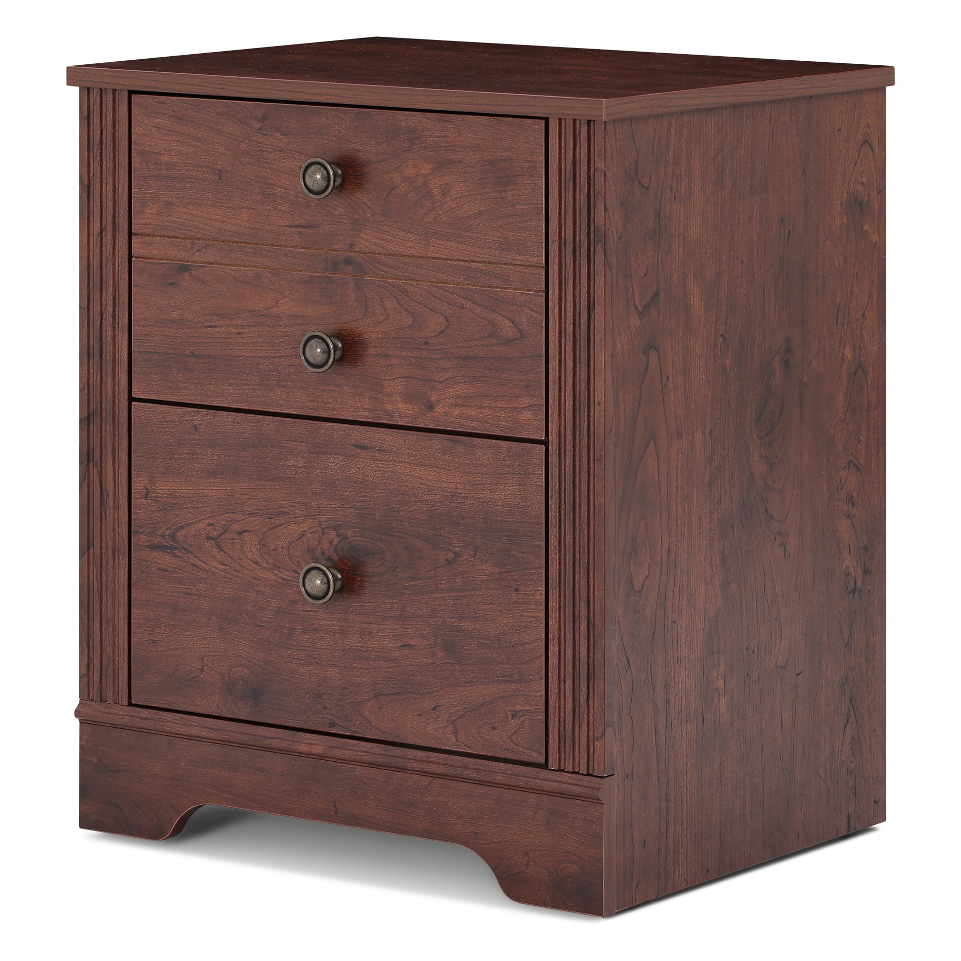 End Table for Living Room, Cherry Bedside Table, Nightstand with 2