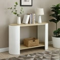 thumbnail image 1 of End Table for Small Spaces with 2-Layer Storage, Stable Frame & Easy Assembly (Natural & White), 1 of 6