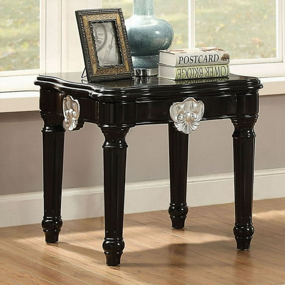Coffee Table with Stable Wooden Turned Legs in Black for Living Room, Easy to Clean