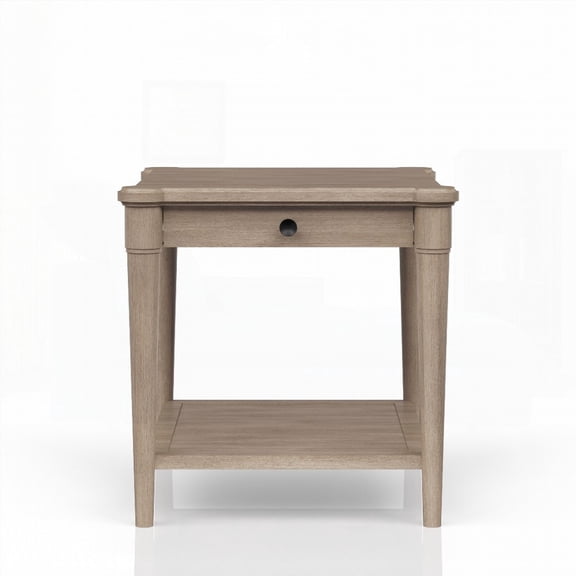 End Table in Sand Finish with 1 Storage Drawer and a Shelf