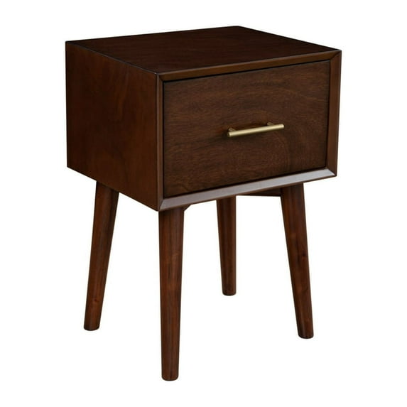 End Table with 1 Drawer and Angled Legs, Walnut Brown - Saltoro Sherpi
