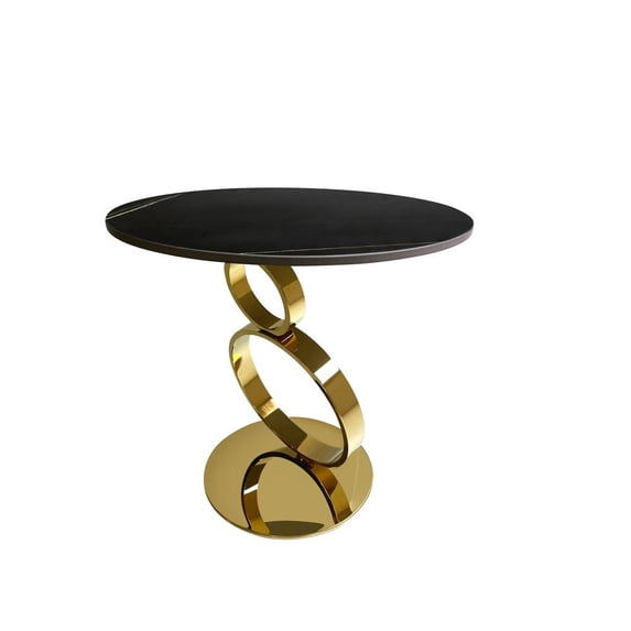 End Table with 12mm sintered stone top & Polished Gold SS base