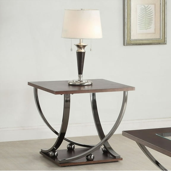 Space-Saving Black Nickel Finish Coffee Table with Bottom Shelf for Any Room.