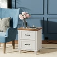 thumbnail image 1 of End Table with Charging Station Farmhouse Wooden NightStand  Sofa Side Table with 2 drawers for Bedroom Living Room, White, 1 of 6