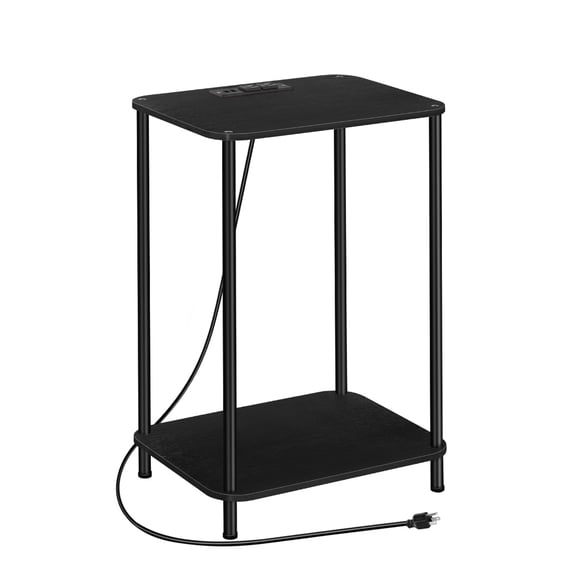 End Table with Charging Station,Narrow Side Table with USB Ports and Outlets