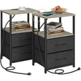 thumbnail image 1 of End Table with Charging Station, Side Table with 2 USB Ports and Outlets, Nightstand with Cloth Drawer, Set of 2, Couch Table, Greige TB01BG052, 1 of 6