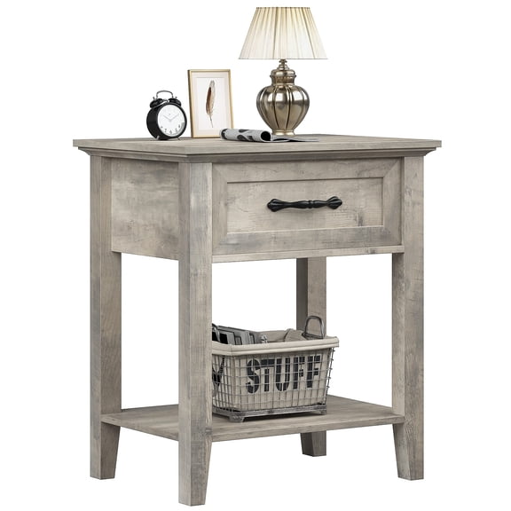 End Table with Drawer, Boho End Tables Side Tables with Storage Shelf for Bedroom,Small Space
