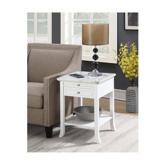 End Table with Drawer & Tray - Living Room Accent Table - 24" Wide Storage Side Table