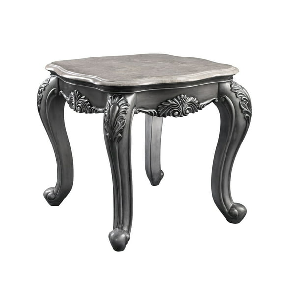 End Table with Marble Top and Queen Anne Legs Gray - Saltoro Sherpi