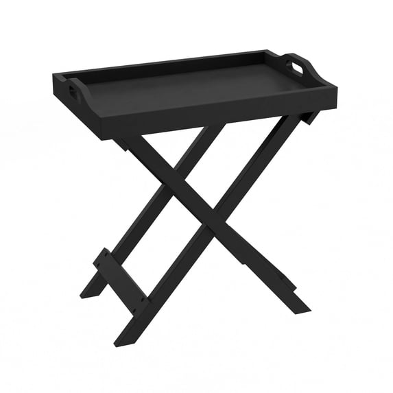 End Table with Removable Tray Top Black: Folding, Portable, 22lb Capacity, Modern Style