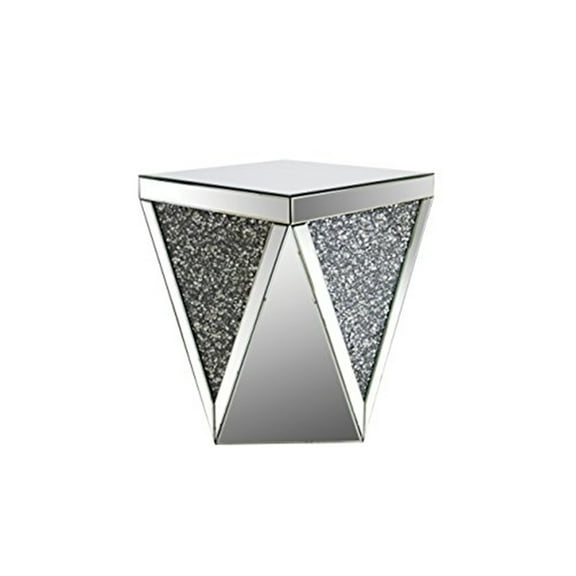 ACME Furniture Noralie 19" Square Mirrored Accent End Table in Silver/Black