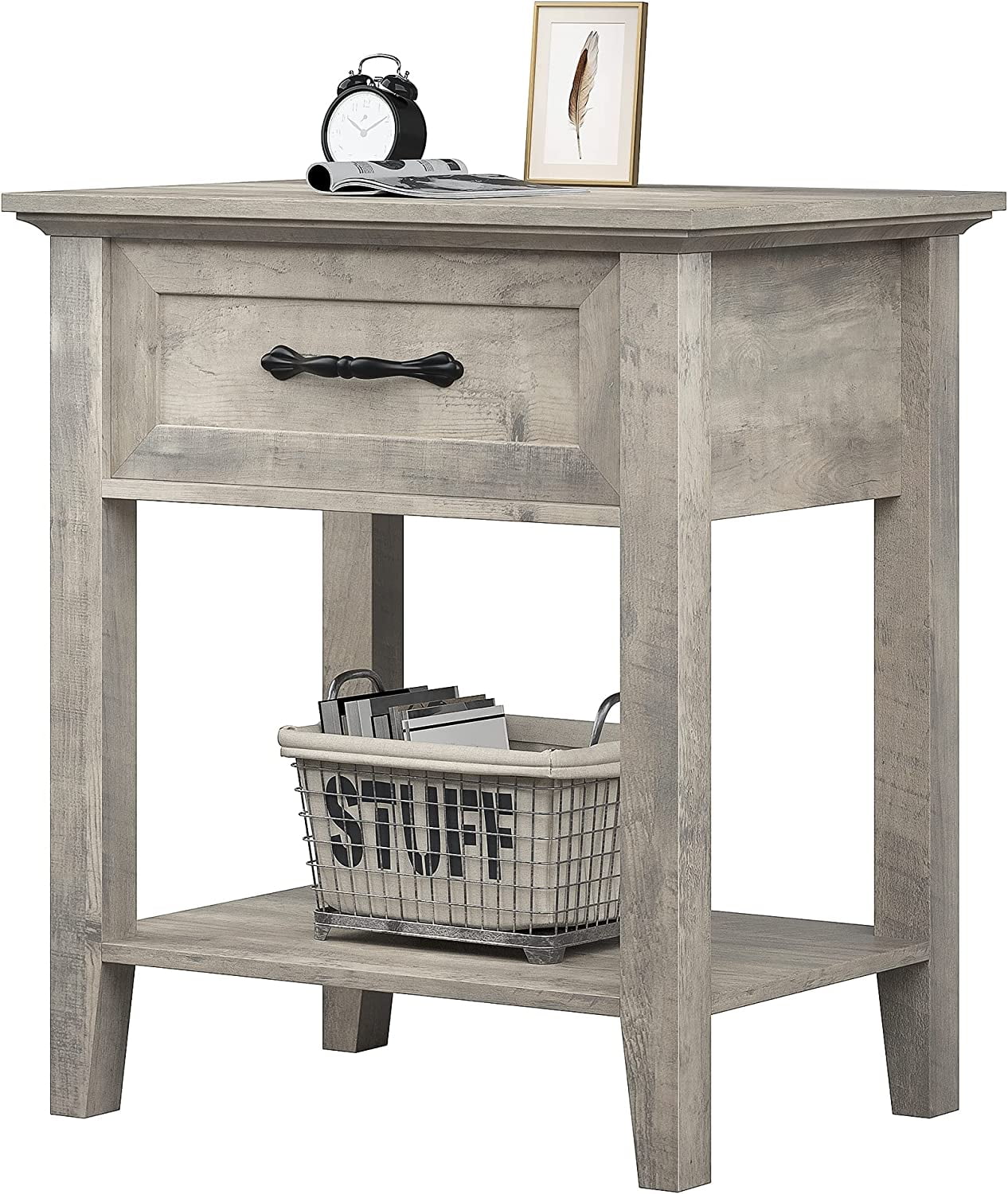 End Table with Storage Drawer, Modern Versatile Nightstand Beside End ...