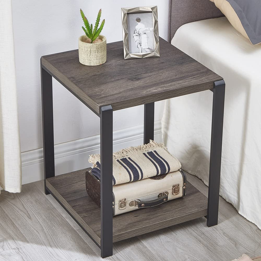End Table with Storage Shelf, Vintage Side Table for Living Room ...