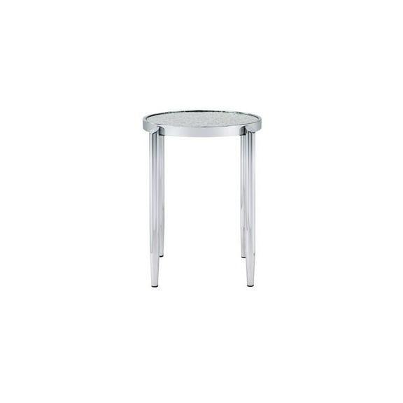 Benjara End Table with Tubular Rounded Legs and Frosted Glass Top, Silver