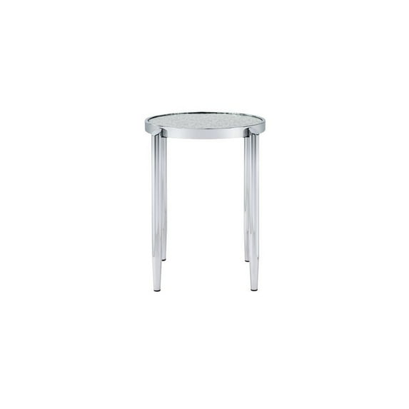 Benjara End Table with Tubular Rounded Legs and Frosted Glass Top, Silver