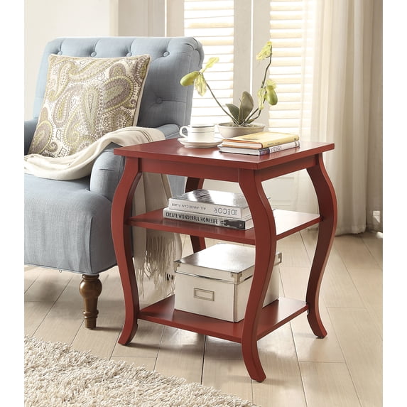 End Table with Two Lower Shelves, Red