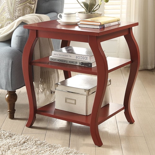 End Table with Two Lower Shelves, Red