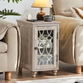 thumbnail image 1 of End Tables for Living Room with Charging Station, Farmhouse Nightstand for Bedroom with Drawer Storage, Narrow Side Tables Accent Tables, Small Tables for Small Spaces, Grey Oak, 1 of 9