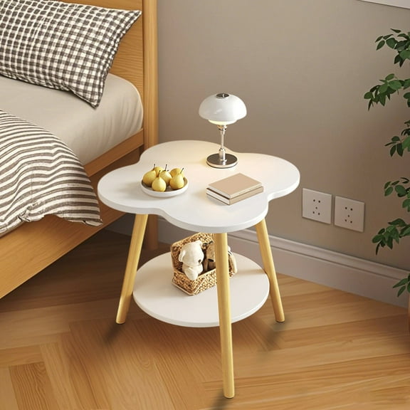 End Tables Living Room Multifunctional Flower Shaped Side Table With Storage Shelf Coffee Table Bedside Table Compact For Bedroom Living Room Study Desk Assembly Required