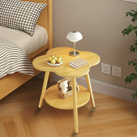 End Tables Living Room Multifunctional Flower Shaped Side Table With Storage Shelf Coffee Table Bedside Table Compact For Bedroom Living Room Study Desk Assembly Required