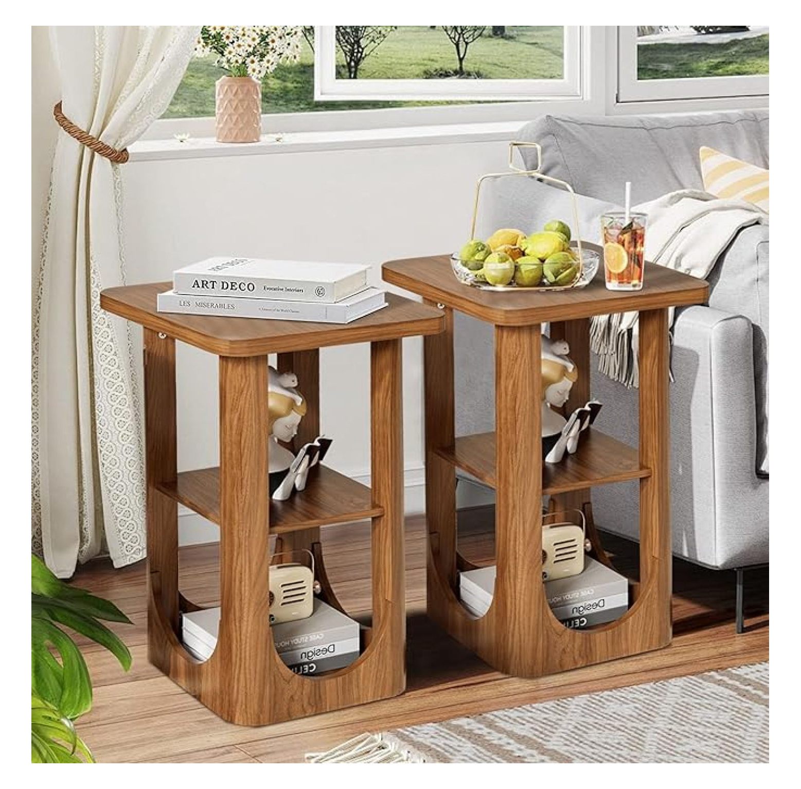 End Tables Living Room Set of 2, Modern Side Tables Bedroom with ...