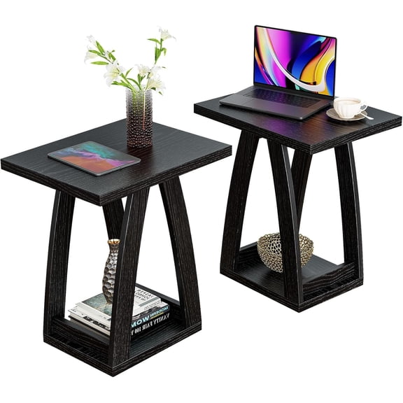 End Tables Living Room Set of 2. Side Tables Living Room. Side Table Beside Sofa. Modern End Table for Home. Black End Tables Set of 2