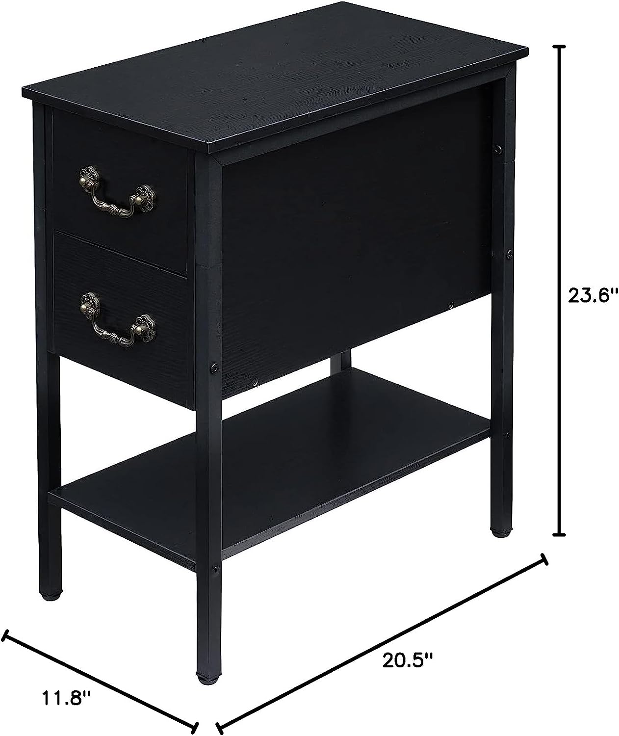End Tables,Narrow Nightstand With Drawers And Storage Shelf,Modern