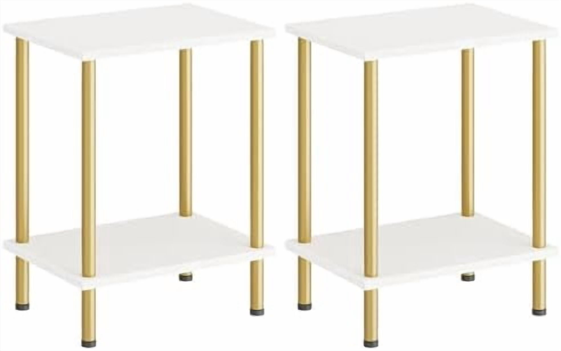 End Tables Set of 2, Small Side Table, Nightstand with 2-Layer Storage ...