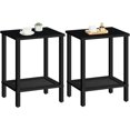 thumbnail image 1 of End Tables Set of 2, Small Side Tables with 2-Tier Storage Shelves, Nightstands with Faux Rattan Decoration, for Small Space, Living Room, Bedroom, Black, 1 of 16