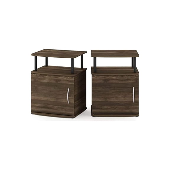 End Tables Set of 2 - Gray French Oak - Display Shelf & Storage - Living Room, Bedroom