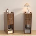 thumbnail image 1 of End Tables Set of 2, Small Side Table, Slim Side Table, Wood 2 Drawer Narrow Nightstand, 1 of 7