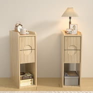 Narrow Side Table with Charging Station, 3 Tier Slim End Table with ...