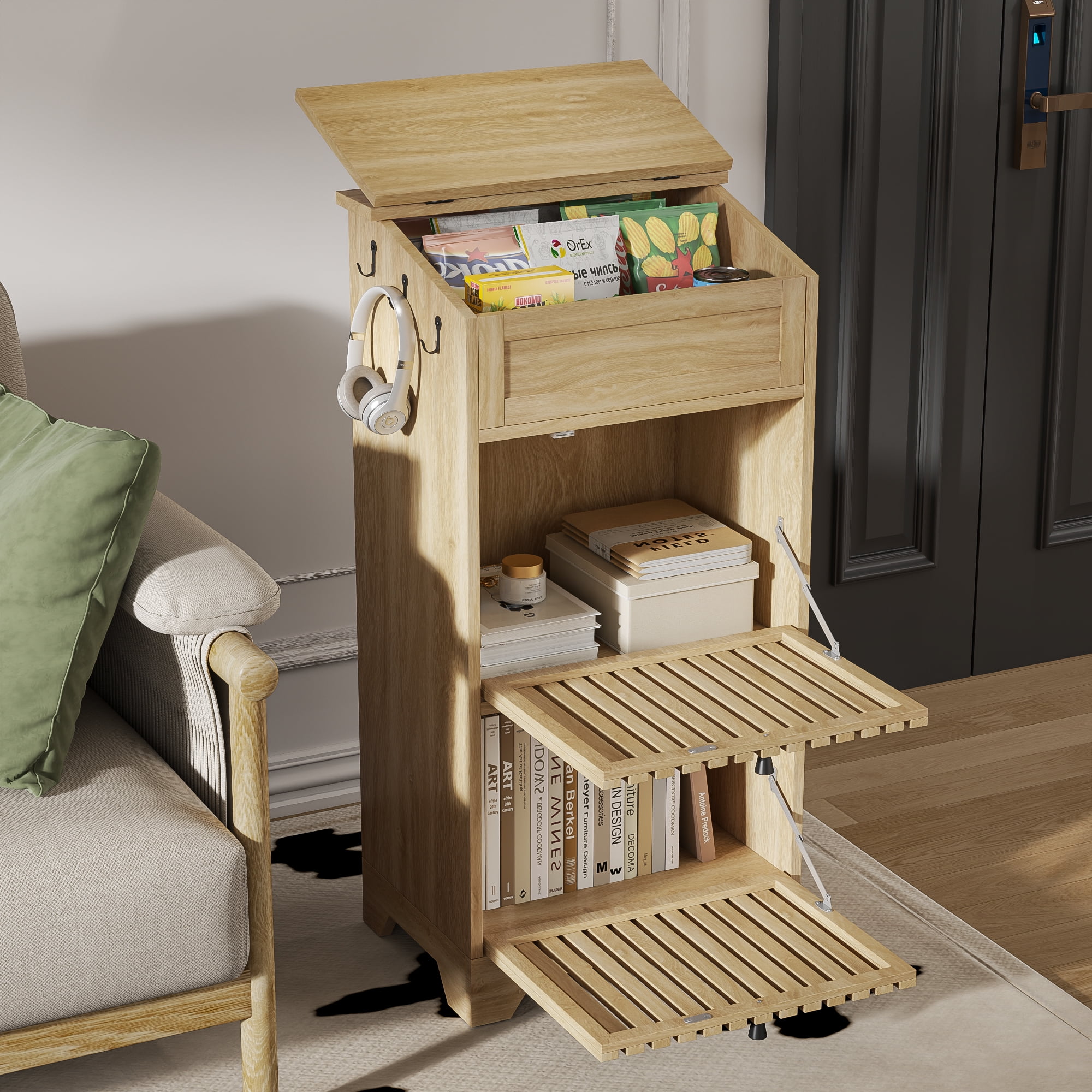 End Tables for Living Room, 3-Shelf Bookcase with Adjustable Shelves ...
