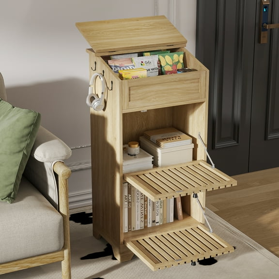 End Tables for Living Room, 3-Shelf Bookcase with Adjustable Shelves, Pantry Cabinet for Snack