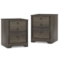 thumbnail image 1 of End Tables for Living Room, Set of 2 Grayish Brown Bedside Tables, Nightstands with 2 Drawers for Bedroom, 1 of 6