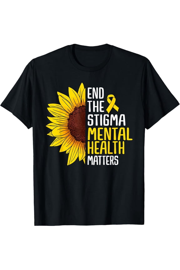 End The Stigma Mental Health Matters Mental Awareness T-Shirt mens t shirt,black,women,funny,misfits,men,journey