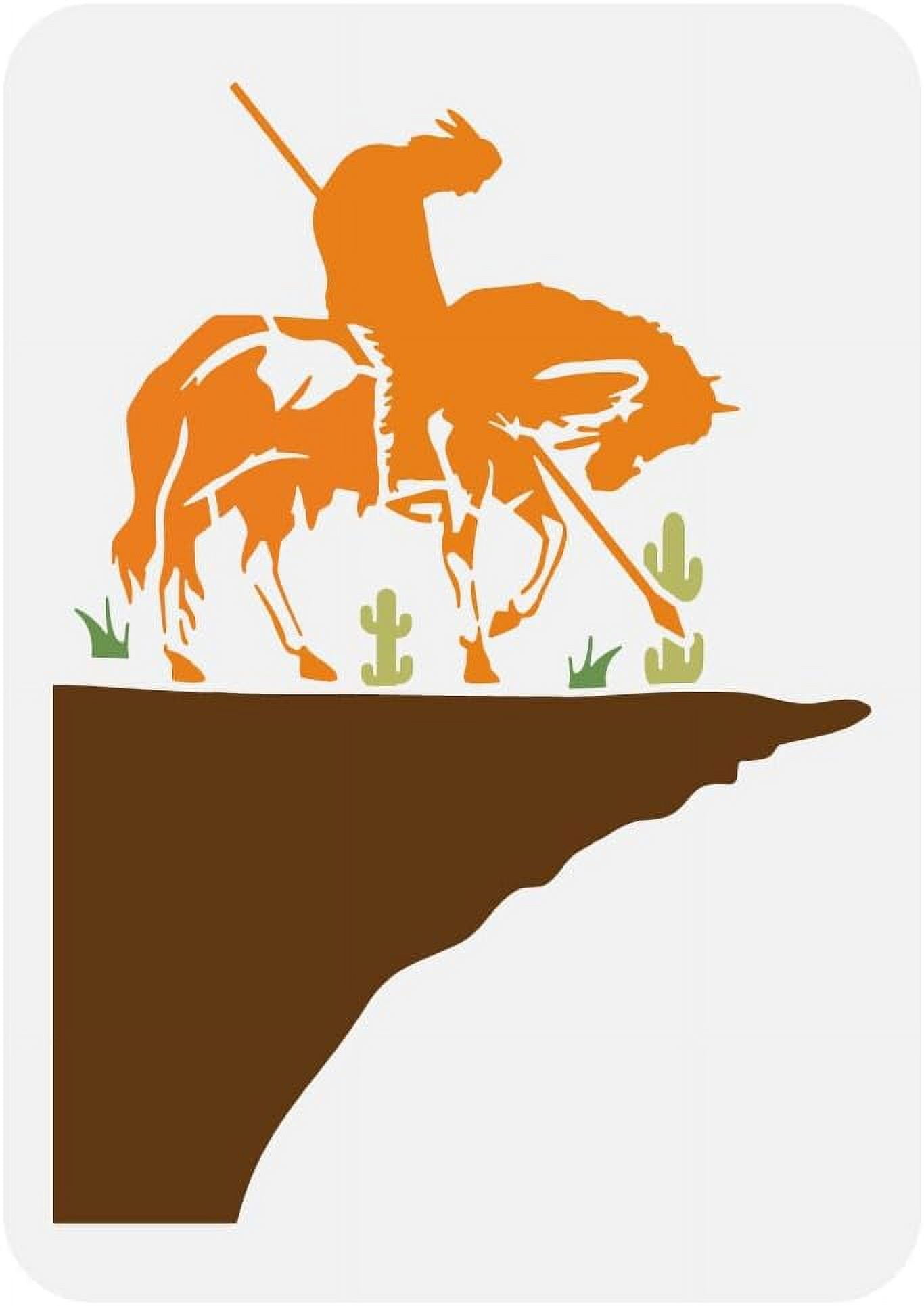 End of Trail Tears Large Stencil 8.3x11.7 end-of-trail-tears-large-stencil-8-3x11-7-scout-horse-rock-cliff-painting-big-template-western-frontier-chief-wall-stencil-reusable-western-war-themes-template-for-diy-wood-floor-tile-walmart-com