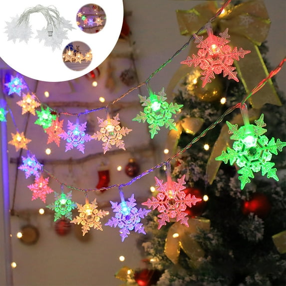 End of Year Clearance!YgkuHd 10 LED Christmas Lights 10 LED Snowflake String Lights Battery Operated Lights For Bedroom Patio Room Garden Party Home Xmas Decor Indoor Christmas Tree Decor(59x2.2in)