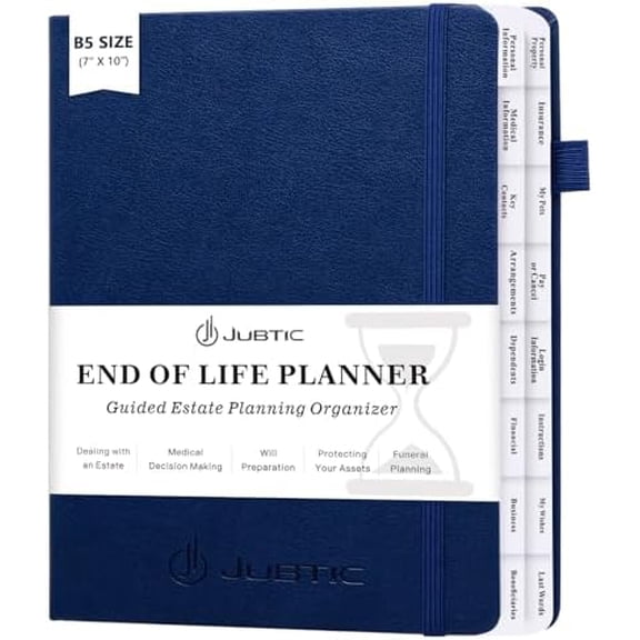 End of Life Planner, Estate Planning Organizer with Tabs, Im Dead Now Book Planner for Final es, Will & Document Organizer (7x10 Inches)-Navy Blue