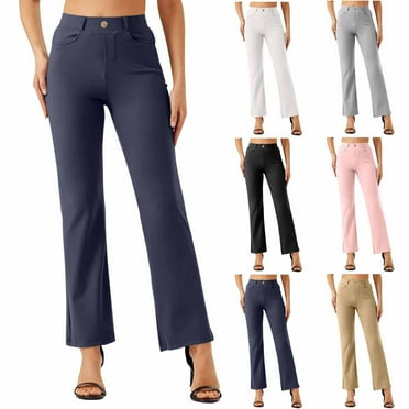 End-of-Season Sale Women's High-Waist Straight Leg Casual Work Pants - Elastic Waist, Office Professional, Material, Multiple Sizes Available