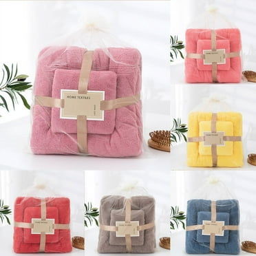End of Year Clearance Cotton 2 In 1 Bath Towel And Face Towel Soft-Bath Towels Set of Pink