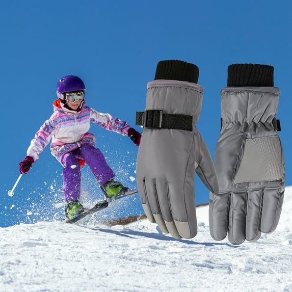 End of Year Clearance! Kids Warm Gloves Winter Toddler Kids Boys Girls Gloves Winter Outdoor Windproof Warm Lock Temperature Ski Gloves 9-15Years