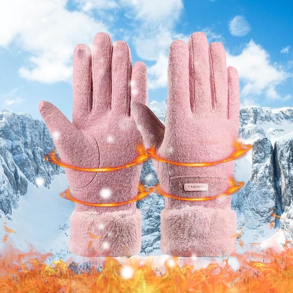 End of Year Clearance! Warm Winter Gloves Women's Household, Cold Resistant, Plush And Thick Screen Skiing Gloves for Running Driving Hiking
