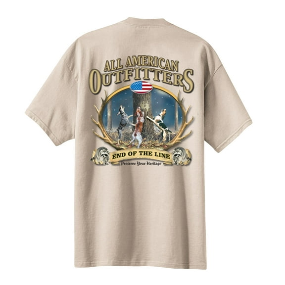 End of the Line Coon Hunting T-shirt Coonhound Hound Dog Hunter Southern Rifle Outdoors Raccoon-Lighttan-XL