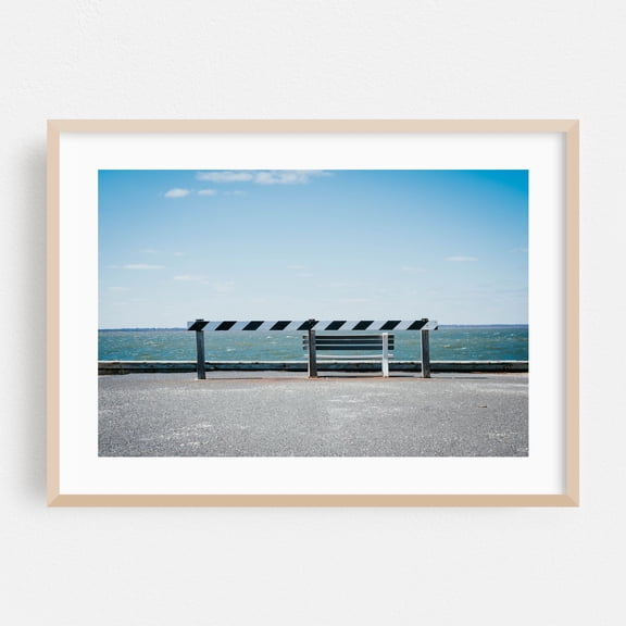 End of the Line - Surf City New Jersey Photography Seaside Minimalist Coastal Ocean Landscape Boardwalk Oak Framed Wall Art Print 24 x 36 inches