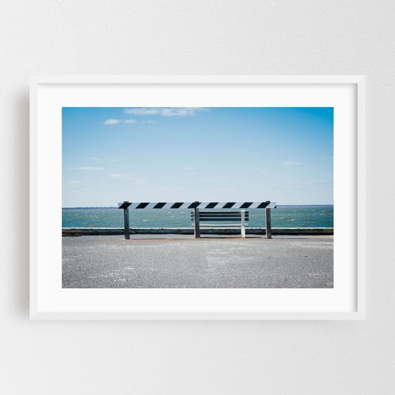 End of the Line - Surf City New Jersey Photography Seaside Minimalist Coastal Ocean Landscape Boardwalk White Framed Wall Art Print 5 x 7 inches
