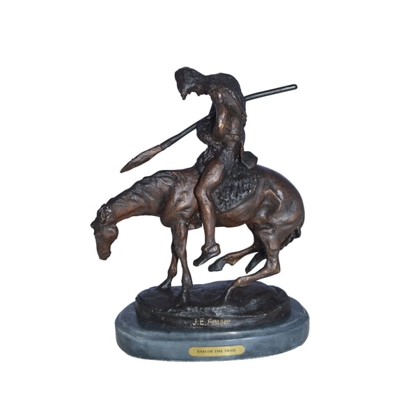 Nifao End of the Trail by James Fraser statue - replica – Home Decor Sculpture, 7"L x 3"W x 9"H