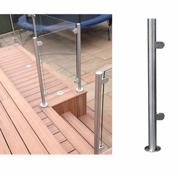 End-post/head-post Handrail Stainless Steel Balustrade Railing Post Grade Glass Clamps Fencing 35.4"/90cm