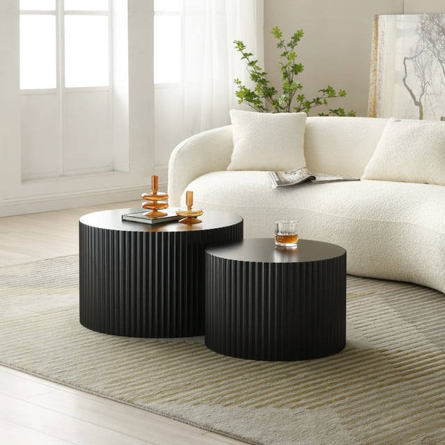 End table Modern Farmhouse Round Accent Nesting Side Coffee Table Set